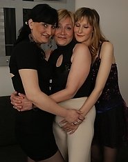 Three old and young lesbians get ready to party